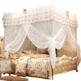 Qutianshop® Rideau de lit à baldaquin de luxe princesse à quatre côtés avec moustiquaire (L)-1