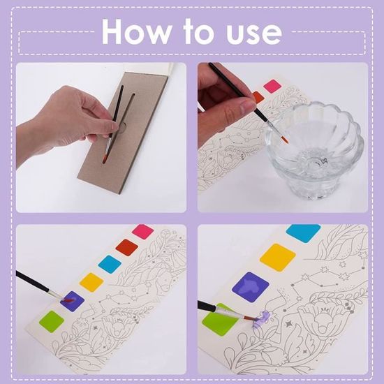Livre De Coloriage Aquarelle BDSHUNBF - 40 Pages - Pinceau Réservoir D'eau - Enfants Et Adultes