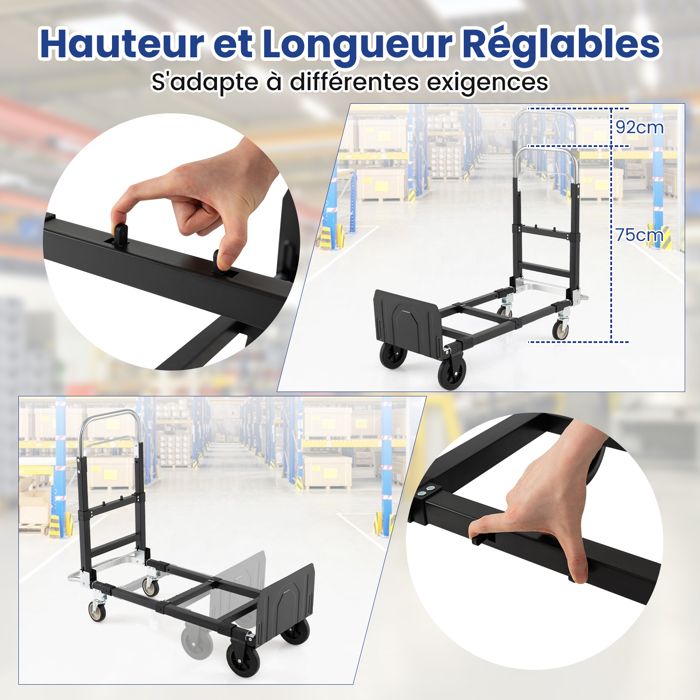 Chariot De Manutention De Voiture Max. 680Kg Roulettes Pivotantes 360