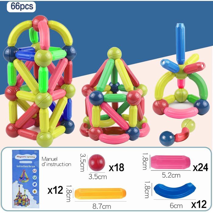 KotiCidsin Jeu de Construction Magnétique, 38PCS, Bâtons Magnétique