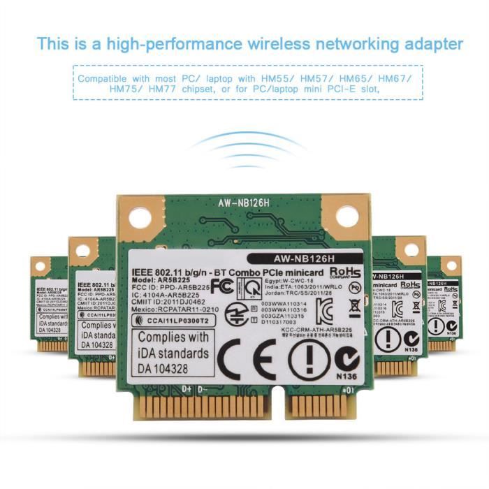 Carte Wifi PCIE, mini carte Bluetooth WIFI 2 en 1, carte sans fil