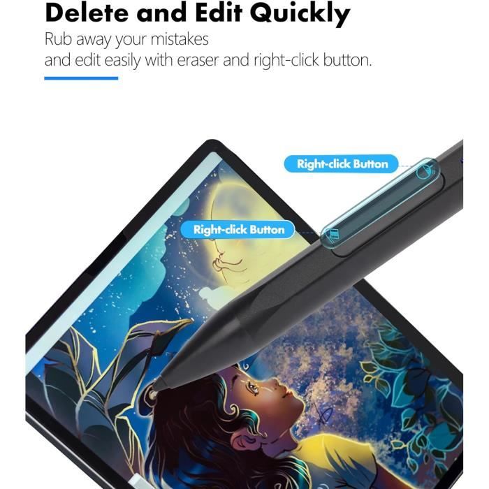 Stylet Magnétique Rechargeable Pour HP Pavilion X360 Spectre X360 Envy X360 - 4096 Niveaux Pression