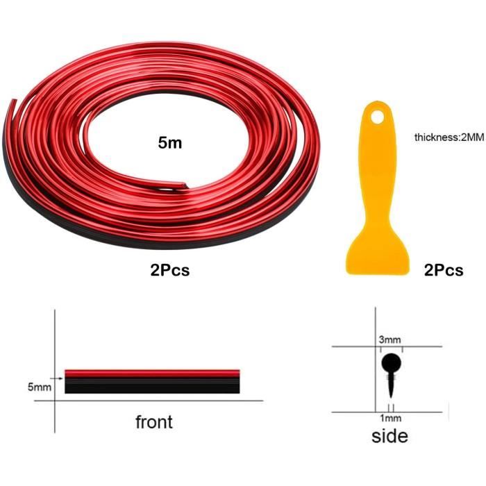 ETOPARS Bande Moulure Intérieure Voiture 5M Rouge - Garniture Décorative Flexible