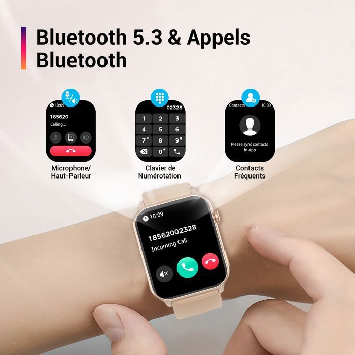 Montre Connectée Femme CIVO Avec 2 Bracelets (métal Trèfle & Silicone) - Étanche - 110 Modes Sport - Appels Bluetooth - Écran Personnalisable - 10