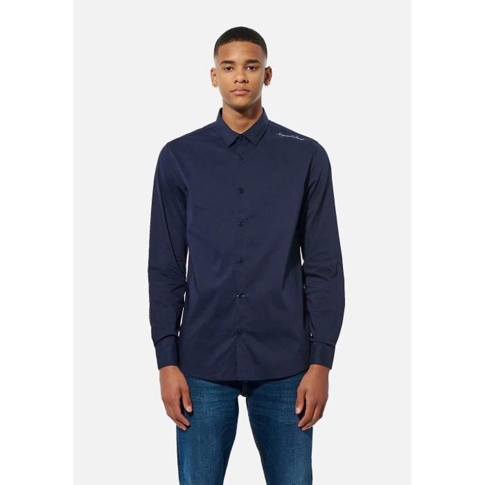 Chemise Homme KAPORAL SURAJ Coupe ajustee Manches longues Col chemise Bleu Cdiscount Pret a Porter