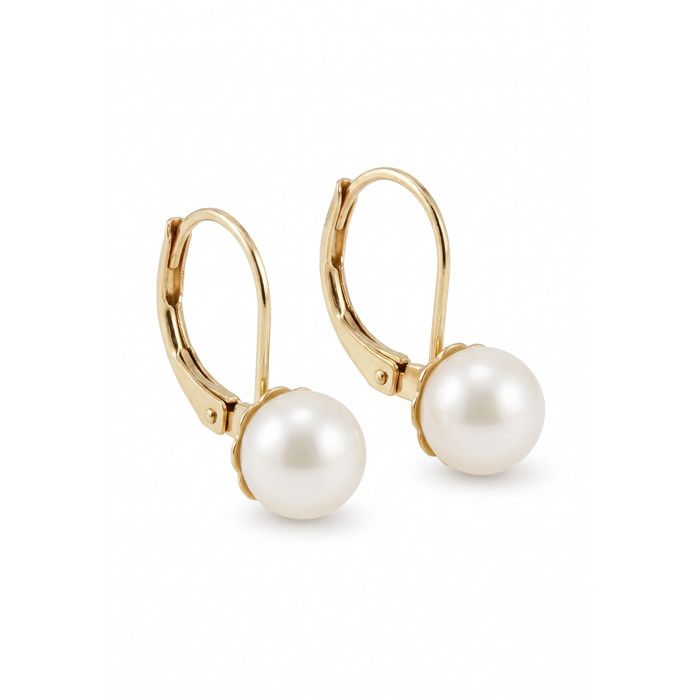 Boucles D'Oreilles Dormeuses Plaqué Or 14k Avec Perle De Culture - Laiton Doré - Neuf Avec Étiquettes