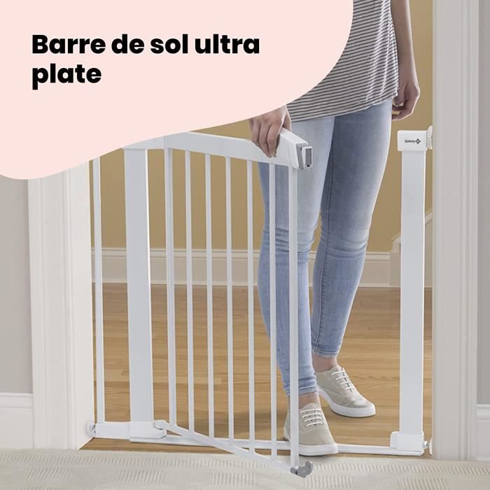 Barriere de Securite porte et escalier 89-96cm sans perçage, adaptée pour  les enfants ,animaux auto-close métal blanc