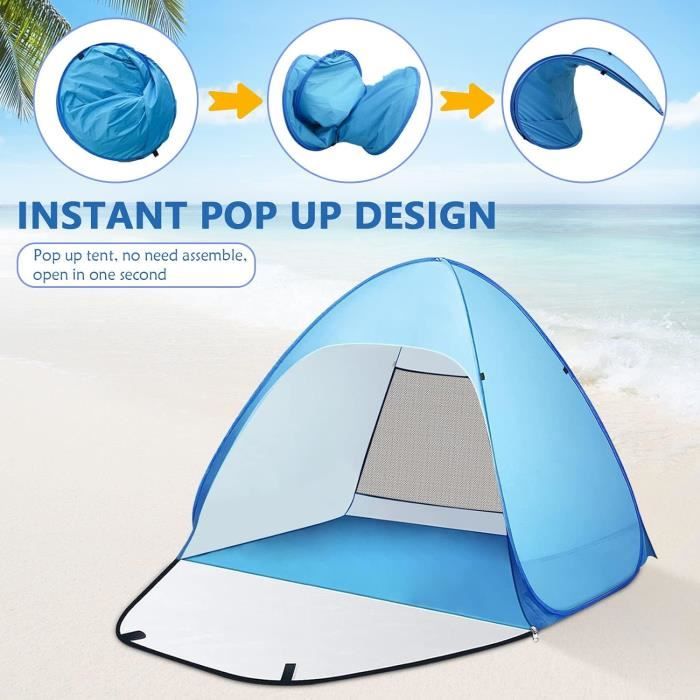 Tiny House Piscine Pop-up 4 En 1 Peradix Pour Bébé - Tente De Plage Avec Piscine à Balles Et Moustiquaire - Protection UV 50+ - Bleu