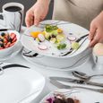 Veweet FIONA 40pcs Service de Table 8pcs Assiette Plate / Assiette à Dessert / Bol / Mug / Coquetier Porcelaine-2