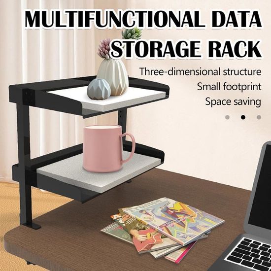 Étagère De Bureau à Poser 5 Compartiments - 60x22x35 Cm, Charge Max 15 Kg, Design D'angle Ajustable, En Kit à Monter - 14