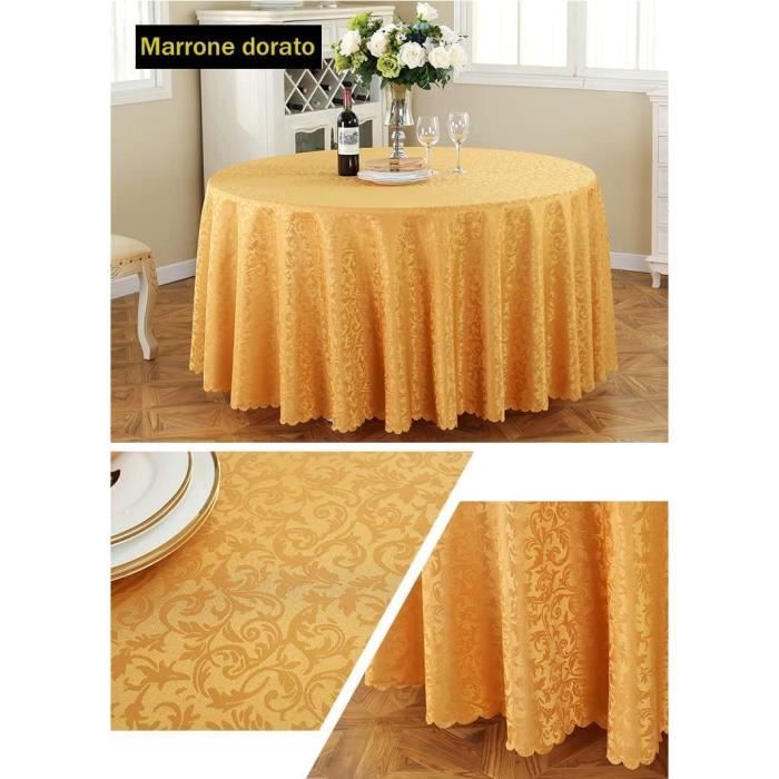 Nappe Ronde Maison Hotel Jupe De Table De Banquet Brun Dore 300Cm De Diametre x20909 Cdiscount Maison