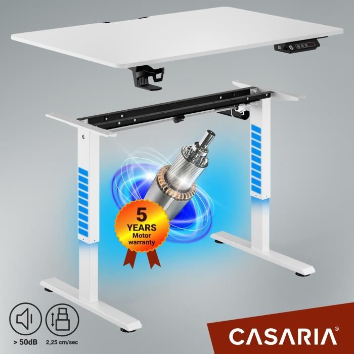 CASARIA Bureau réglable en Hauteur électrique Blanc 110cm Bureau Assis  Debout écran LCD Support Accessoires télétravail : : Cuisine et  Maison