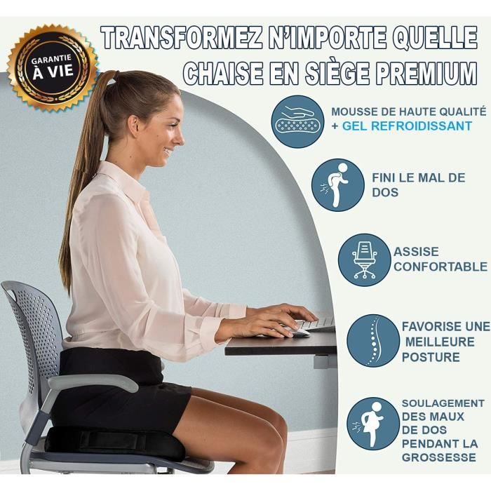 Elviros Coussin Coccyx, Coussin de Chaise en Mousse à Mémoire (2 degrés