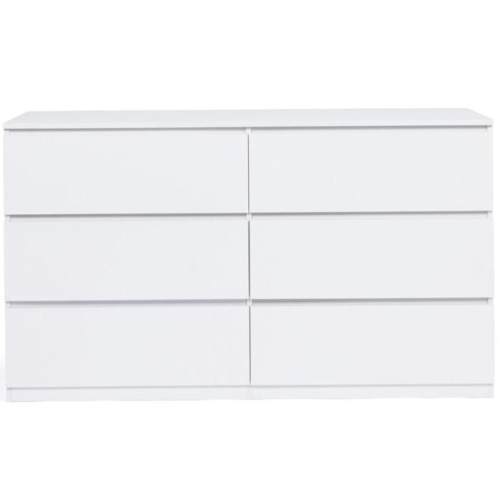 Commode TOMI 8 Tiroirs - 110 Cm De Large - Blanc - Meuble Rangement Chambre Ou Bureau