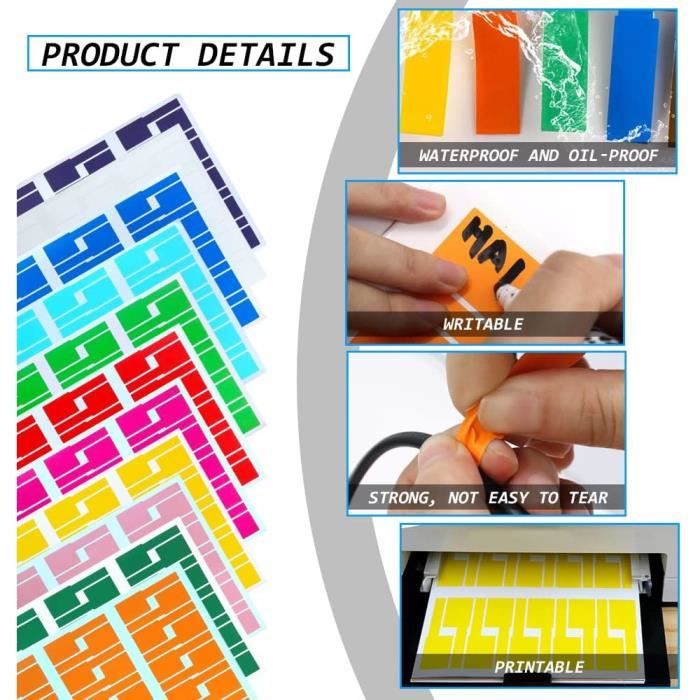 Lot De 90 étiquettes Et Attaches Câble - 30 étiquettes Inscriptibles + 60 Attaches Velcro 15 Cm - Multicolore - Organisation Câbles - 8