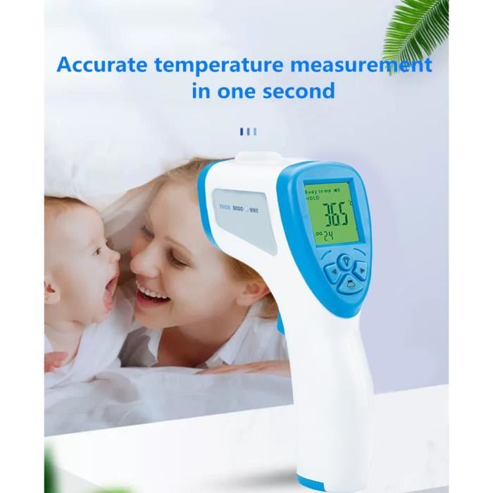 Front infrarouge sans contact Thermomètre électronique Thermomètre  numérique Mesure précise et rapide avec rétroéclairage à trois couleurs  Affichage du pistolet de température pour enfants Bébé Adulte : :  Bébé et Puériculture