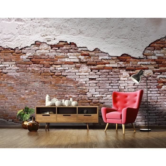 Papier Peint Adhésif 3D Effet Pierre Rouge Q1417 - Autocollant Mural Kay