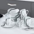 Veweet FIONA 40pcs Service de Table 8pcs Assiette Plate / Assiette à Dessert / Bol / Mug / Coquetier Porcelaine-3