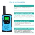 Talkies-walkies pour enfants avec 2 lanières, avec lumière LED, 3 km longue distance PMR 446 MHz 8 canaux VOX LCD affichage-3