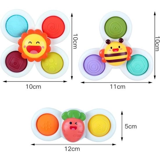 3PCS Jouet de Bain à Ventouse Spinner Bébé Ventouse Jouet Ventouse Bebe Jouet Bain Bébé pour Les