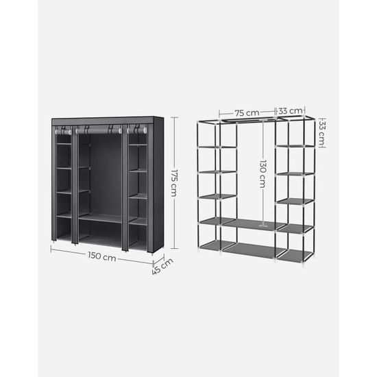 Songmics Armoire De Rangement Xxl Penderie Dressing En Tissu Non
