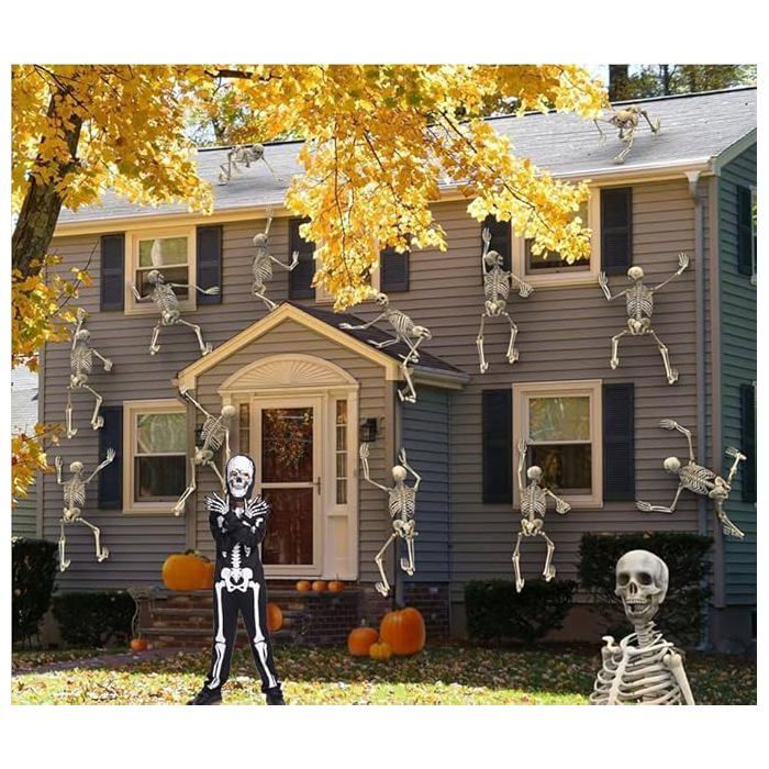 Costume Squelette Lumineux Pour Enfant – Combinaison, Capuche, Gants Et Guêtres – Effet Phosphorescent, Taille L (130-140 Cm) Pour Halloween