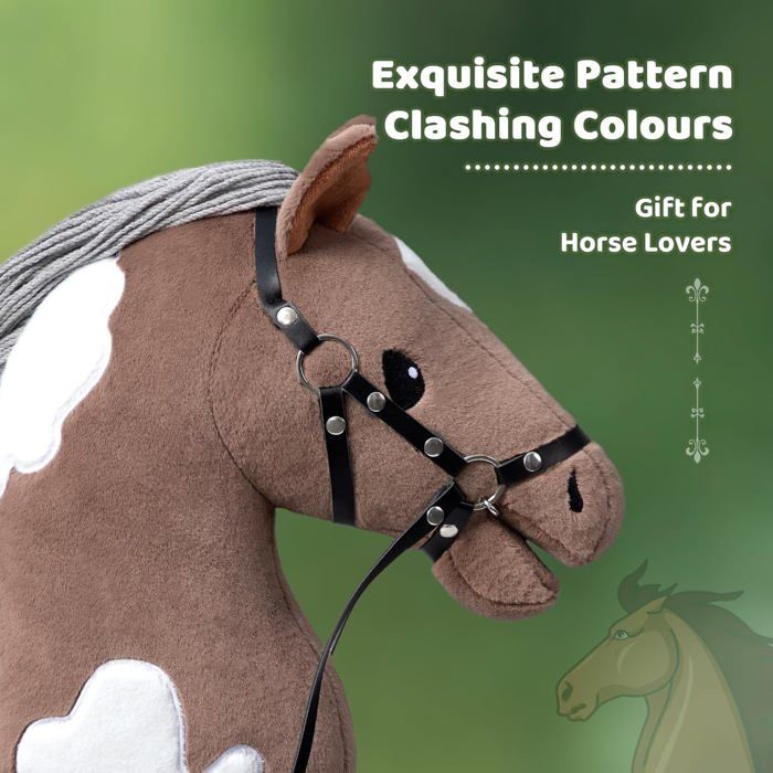 BEJOY Cheval de bataille en peluche pour enfants avec licol et mors - Gris-violet BEJOY Cheval de bataille en peluche pour enfants avec licol et mors - Gris-violet
