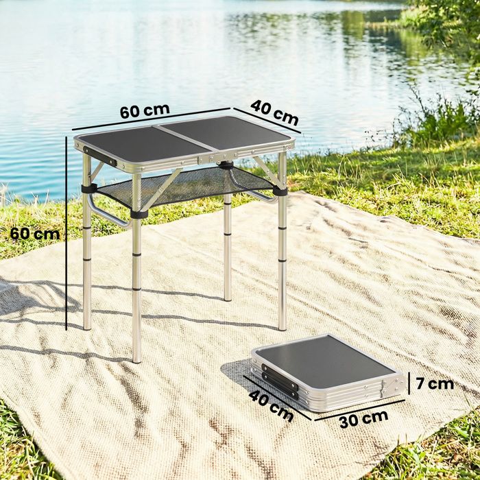 Anbte Table de camping pliante, 2 hauteurs réglables jusqu'à 69,1 cm, table de camping portable en aluminium, légère pour la cuisine en plein air Anbte Table de camping pliante, 2 hauteurs réglables jusqu'à 69,1 cm, table de camping portable en aluminium, légère pour la cuisine en plein air