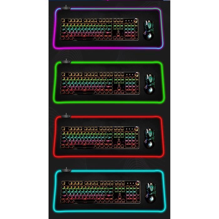 Tapis de Souris XXL Gamer RGB avec 12 Modes d'Eclairage 800 x 300 x 4mm  Très Grande Gaming Tapis - Cdiscount Informatique