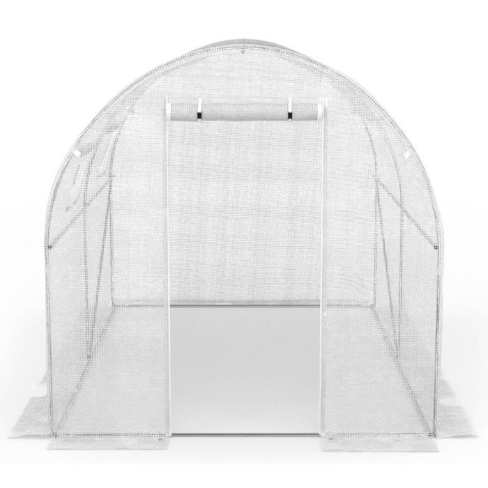 Serre Tunnel IDMarket 12m² - 4x3m, Blanche, Arceaux Acier - Maraîchage Professionnel