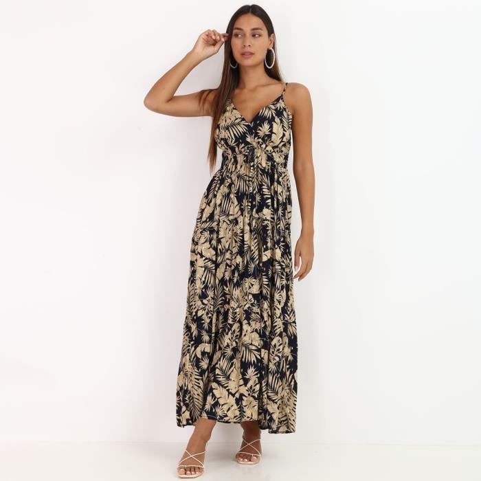Robe longue feuille best sale doree