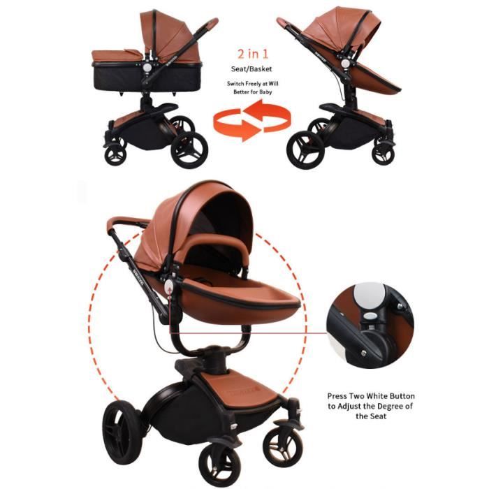 OLALI Cuir B b Poussette Bidirectionnelle 3 En 1 Poussette Avec