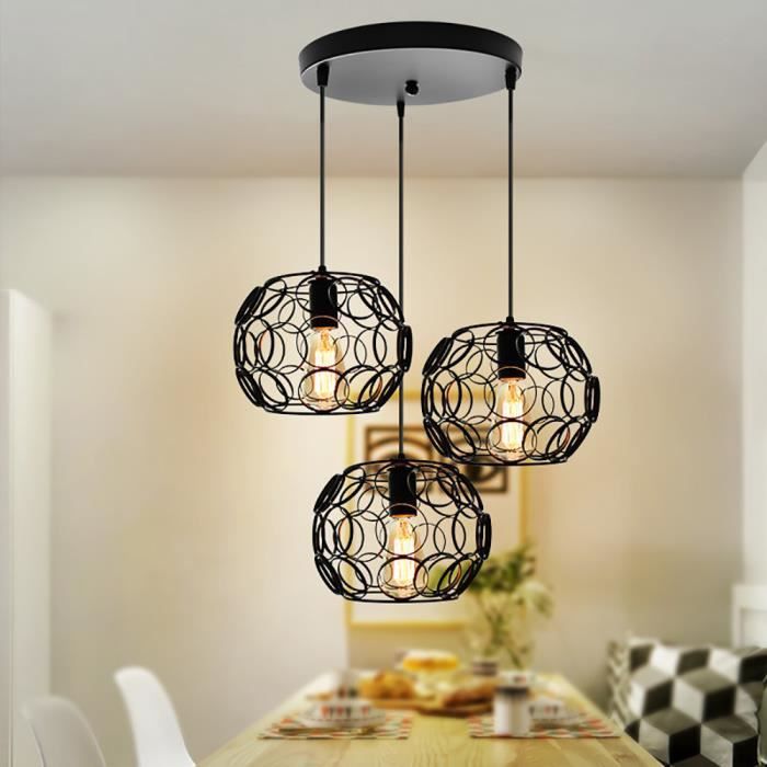 UNI Lot de 2 Lustre Industrielle en Métal Rétro Suspension Vintage Luminaire pour Salon Chambre Restaurant - Maison