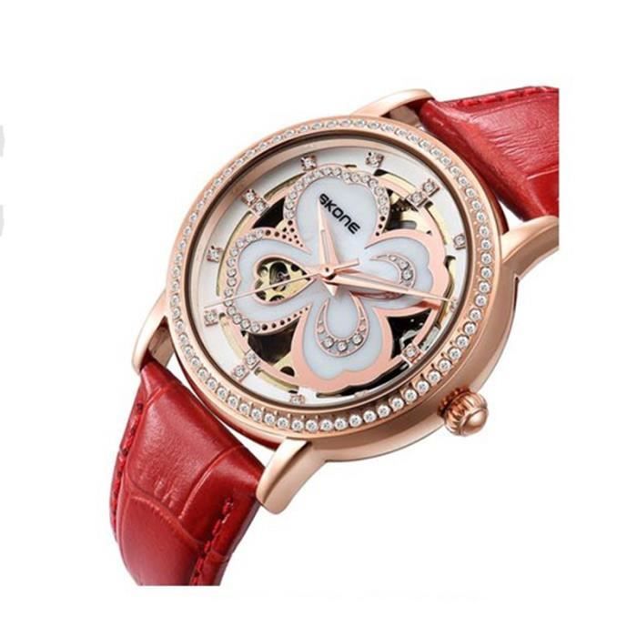Montre Femme REGLEX Mécanique Manuelle Vintage - Boîtier Acier 24mm, Bracelet Cuir Neuf
