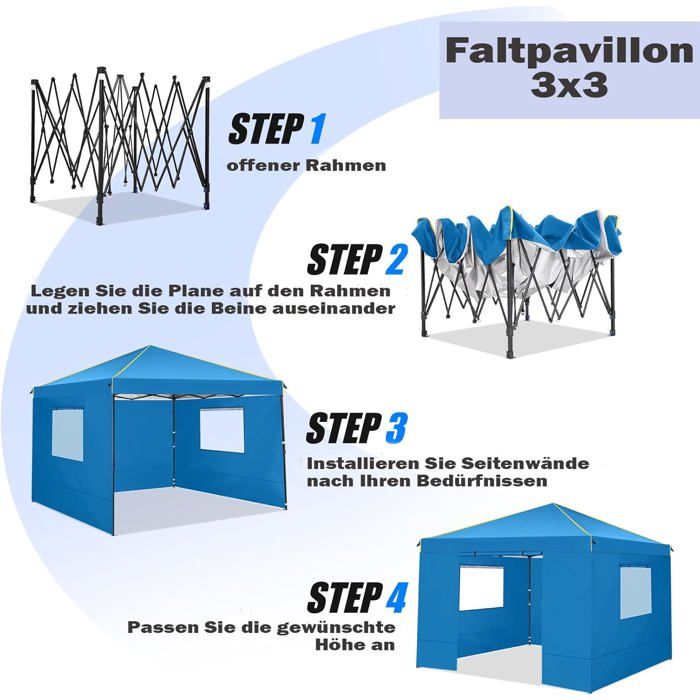 Tonnelle De Jardin Extérieur WOLTU, 3x3m, Tente De Réception