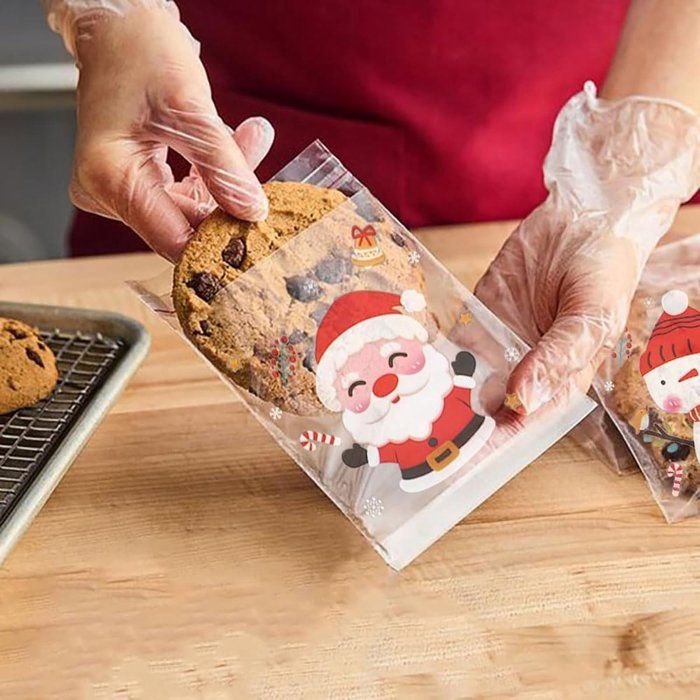 Sachets En Cellophane De Noël 100 Pièces Plastique