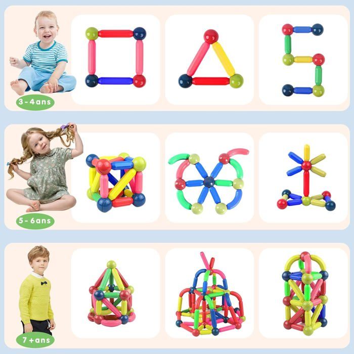 Bâtons Magnétiques - Jeu Construction Créatif - Enfants