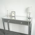 Table console-Coiffeuse Miroir -Table de maquillage- bureau vanité avec 2 tiroirs,105*36*76cm,argenté-0