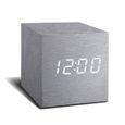 GINGKO - GK08W6 Click Clock Réveil Cube - Aspect Aluminium brossé - LED Blanc-0