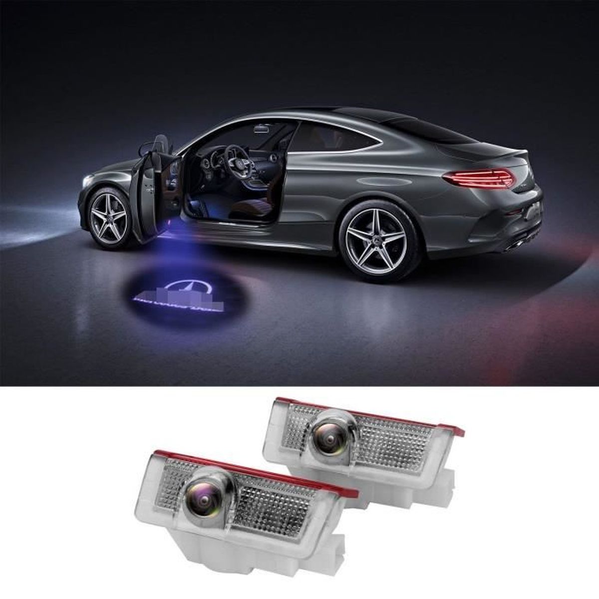 Lot de 2 lumi/ères de porte de voiture LED 3D voiture Ghost Shadow Light 2 pi/èces de lumi/ère de projection de logo pour porte de voiture paquet de 2