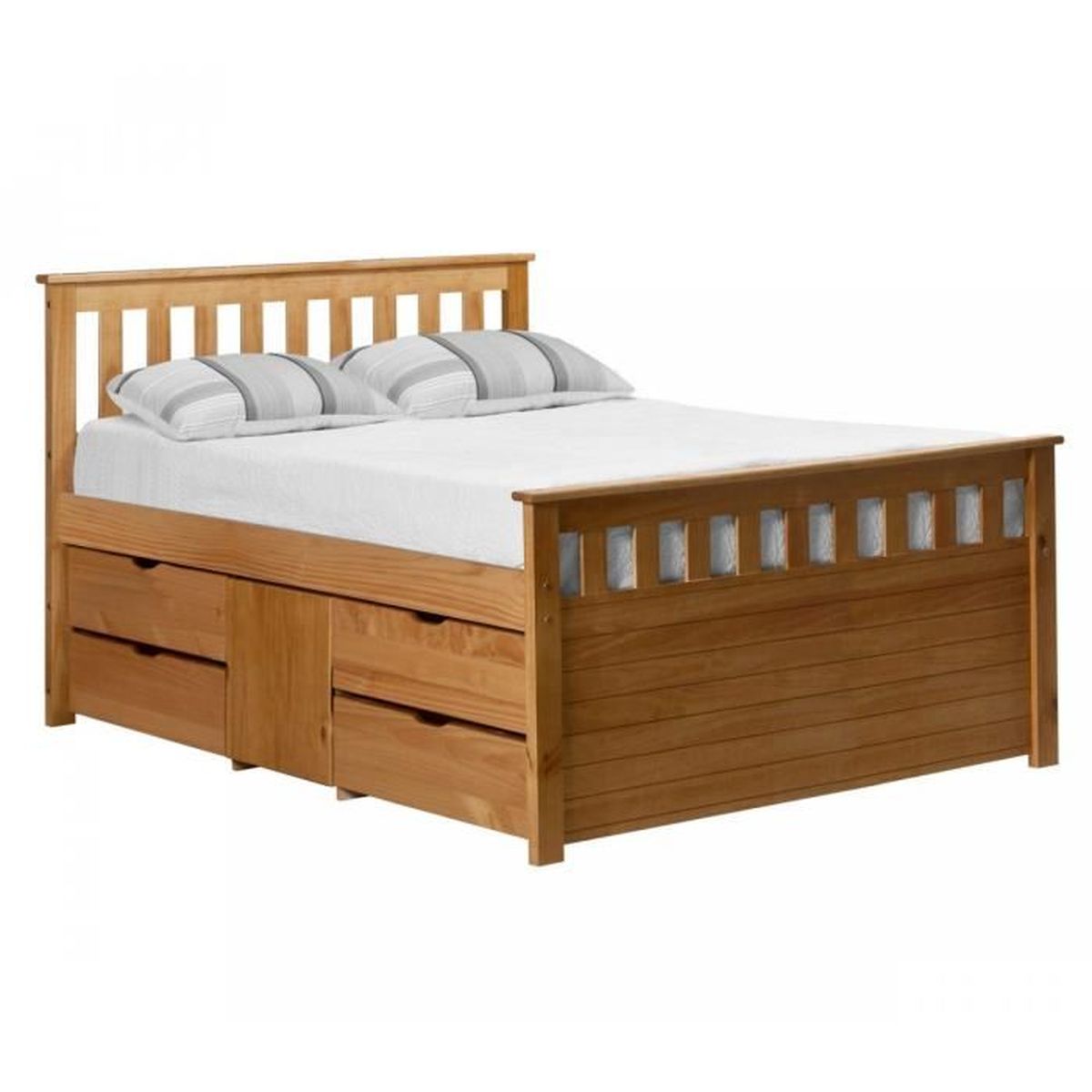 Lit Pin Massif 140×190 Avec Rangement