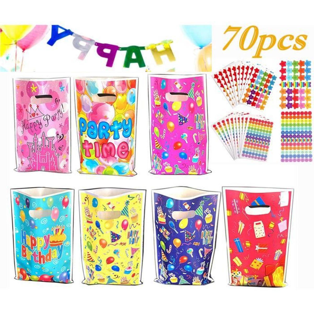 70 Sacs De Fete D Anniversaire Sacs De Cadeau Pochette Bonbon Anniversaire Sachet En Plastique Pour Faveur De Noel Anniversaire Fete Cdiscount Au Quotidien