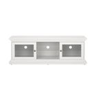 EBUY24 Venedig Meuble TV 2 portes vitrées et 1 tablette en verre, blanc.