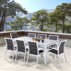 Salon de jardin Ensemble ModuloWood T 8/12 + F 8 Verre Déco Bois Blanc Wilsa Garden