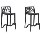 BRAND Tabouret haut en polypropylène - TETI - Noir - H65 cm - Set de 2 - Empilable jusqu'à 6
