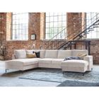 BESTMOBILIER Lilly - Canapé panoramique d'angle gauche - 7 places - convertible avec coffre - en velours - Beige