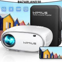 BAZARLAND30 Vidéoprojecteur WIMIUS P60 5G WiFi Bluetooth 12000 Lumens, Projecteur Full HD 1080P Rétroprojecteur 4K
