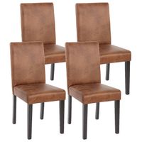 Lot de 4 chaises de salle à manger simili-cuir marron vieilli pieds foncés CDS04150