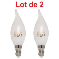 Lot de 2 Ampoules LED Filament Flamme coup de vent MILKY 4W E14 2700K blanc chaud