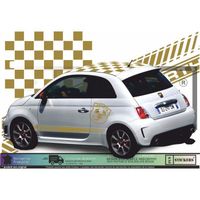 Fiat 500  - OR - Kit toit damier bandes bas de caisses logo Abarth  - Tuning Sticker Autocollant Graphic Decals